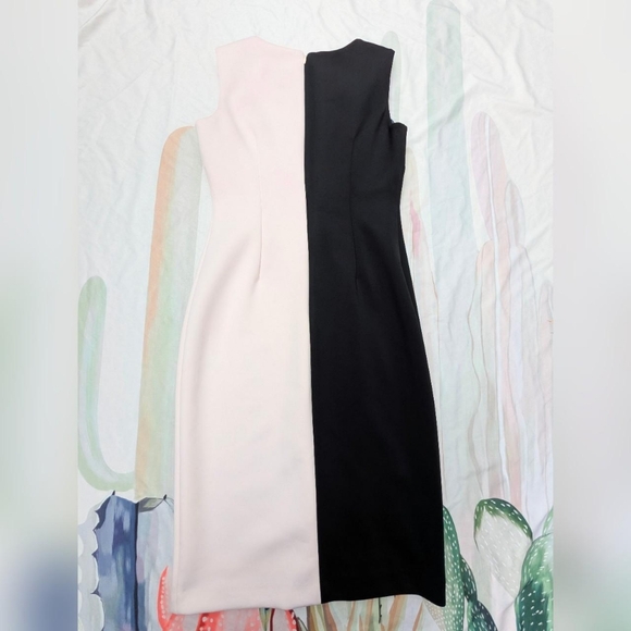Calvin Klein White & Black Split Cut Out Sleeveless Sheath Dress - Picture 5 of 6